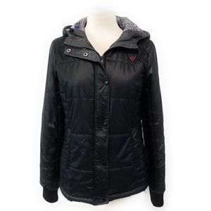 FOX Racing Womens Black Quilted Full Zip Hooded Coat Jacket Size S